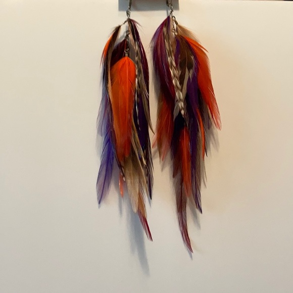 Unique handmade feather earrings - Picture 1 of 2